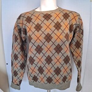 Ralph Lauren Sweater Size S Lambswool Cashmere Pullover Argyle Fall Colors